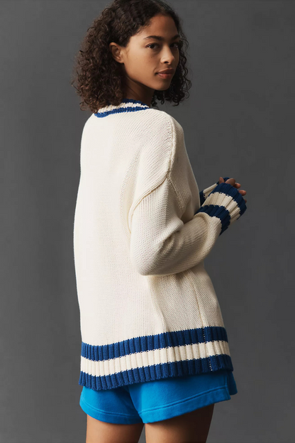 AJ V-Neck Knit Sweater Coconut
