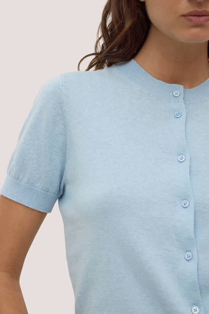 Semra Cotton Cashmere Short Sleeve Cardigan | Salt