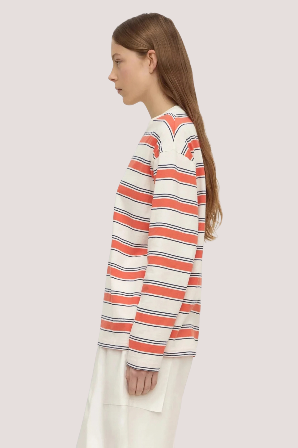 Eliana Stripe Cotton Long Sleeve Tee | Dahlia Stripe