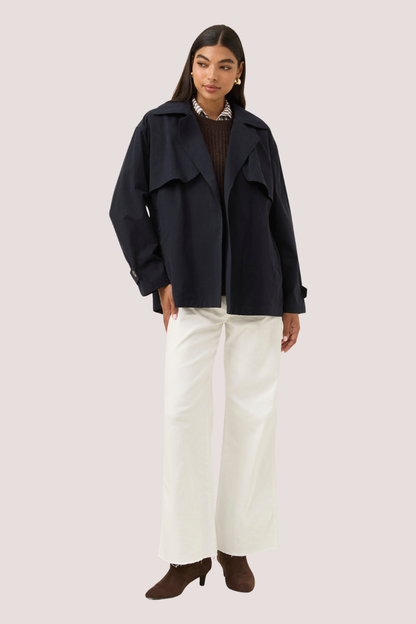 Farida Cropped Trench | Navy