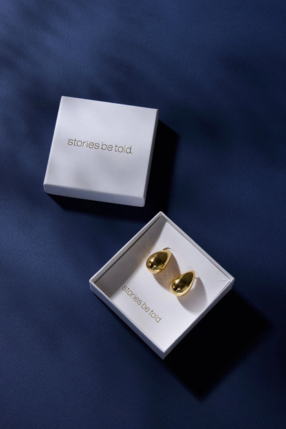 Tear Drop Gold Stud Earring