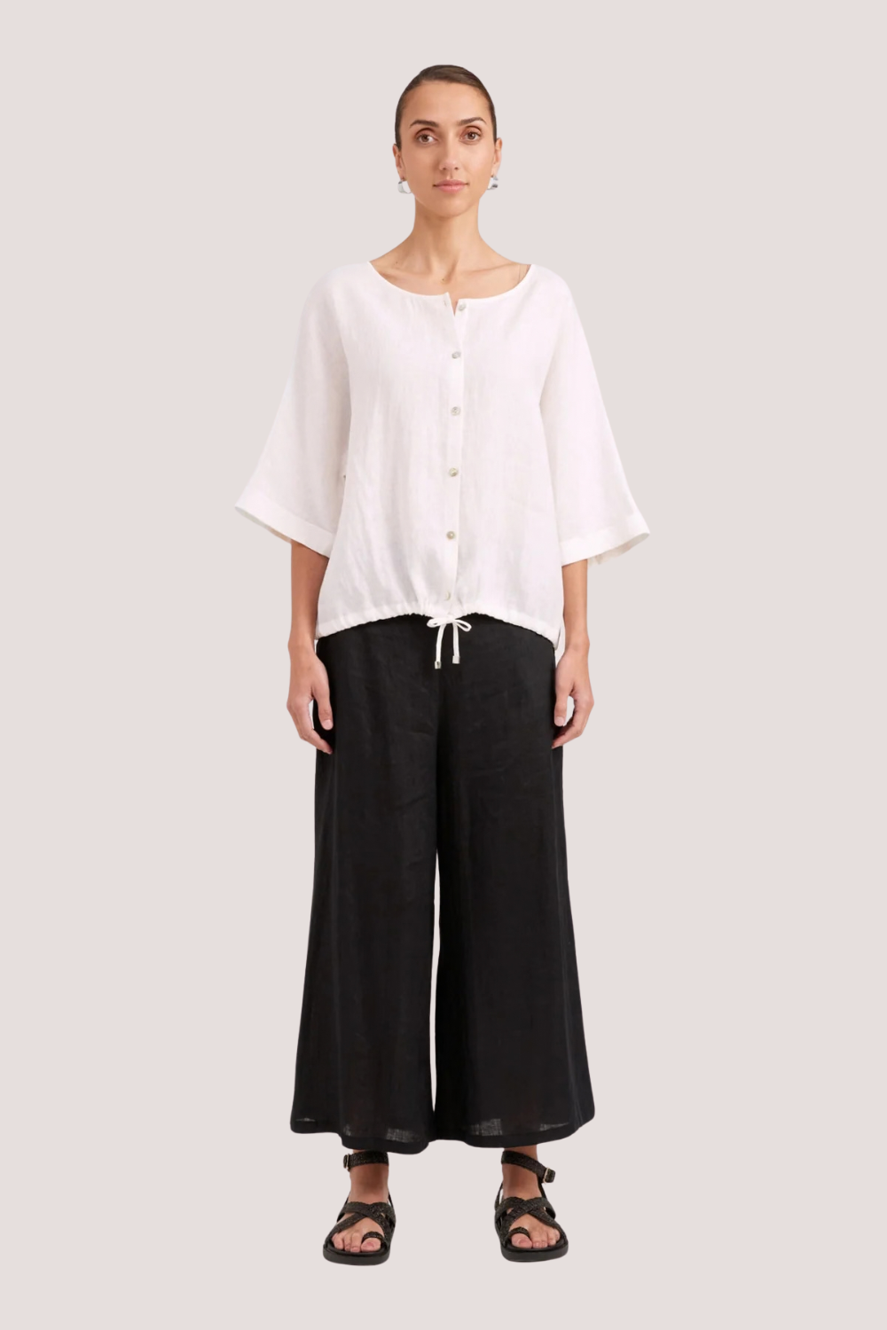 Studio Button Top/Jacket White