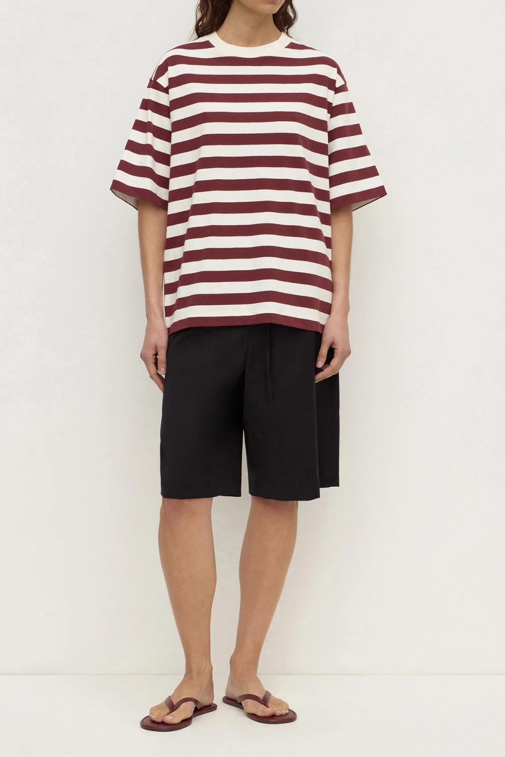 Arla Cotton Tee | Raisin/Cream Stripe