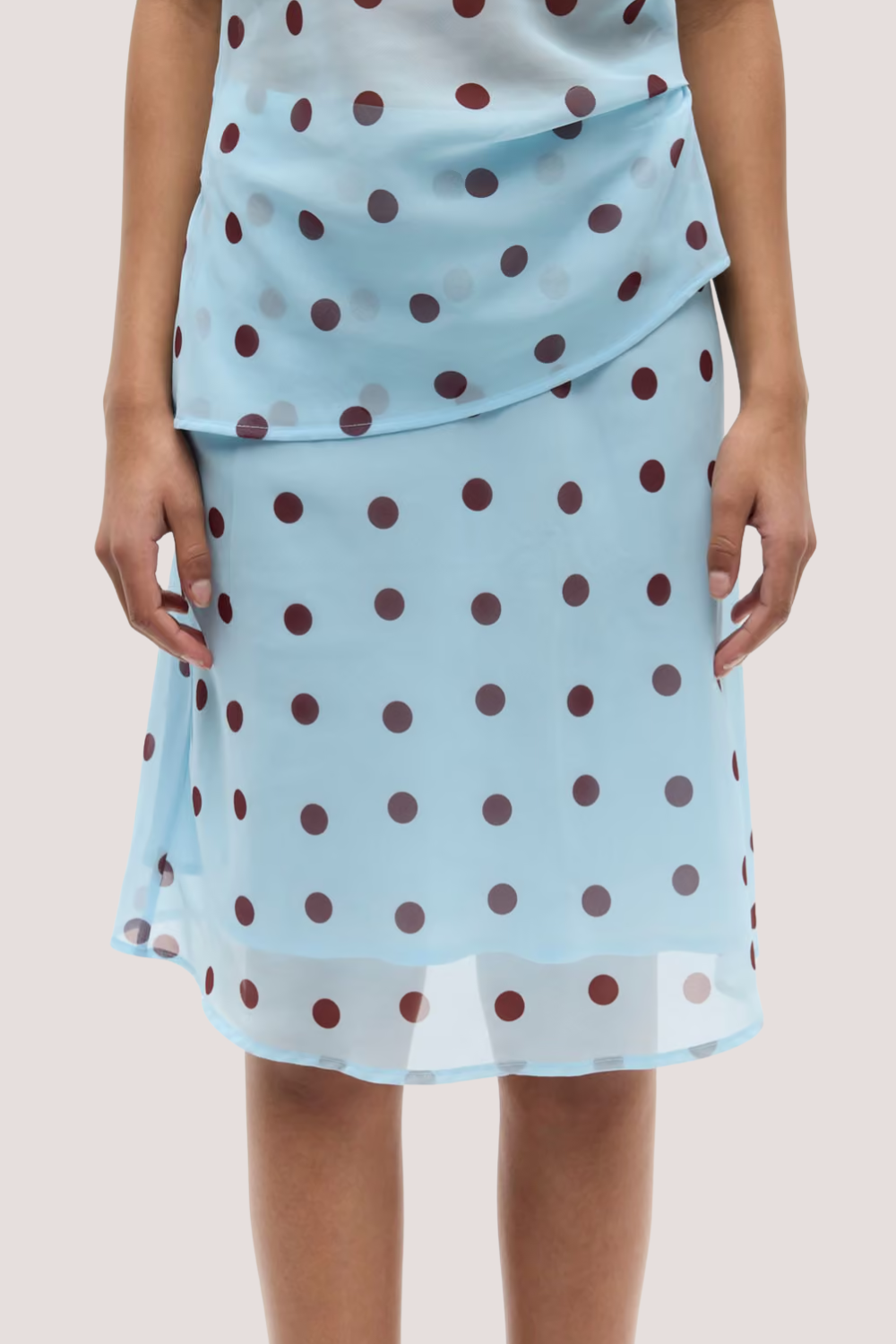 Enyarsi Skirt AOP | Blue Maroon Polka Dot