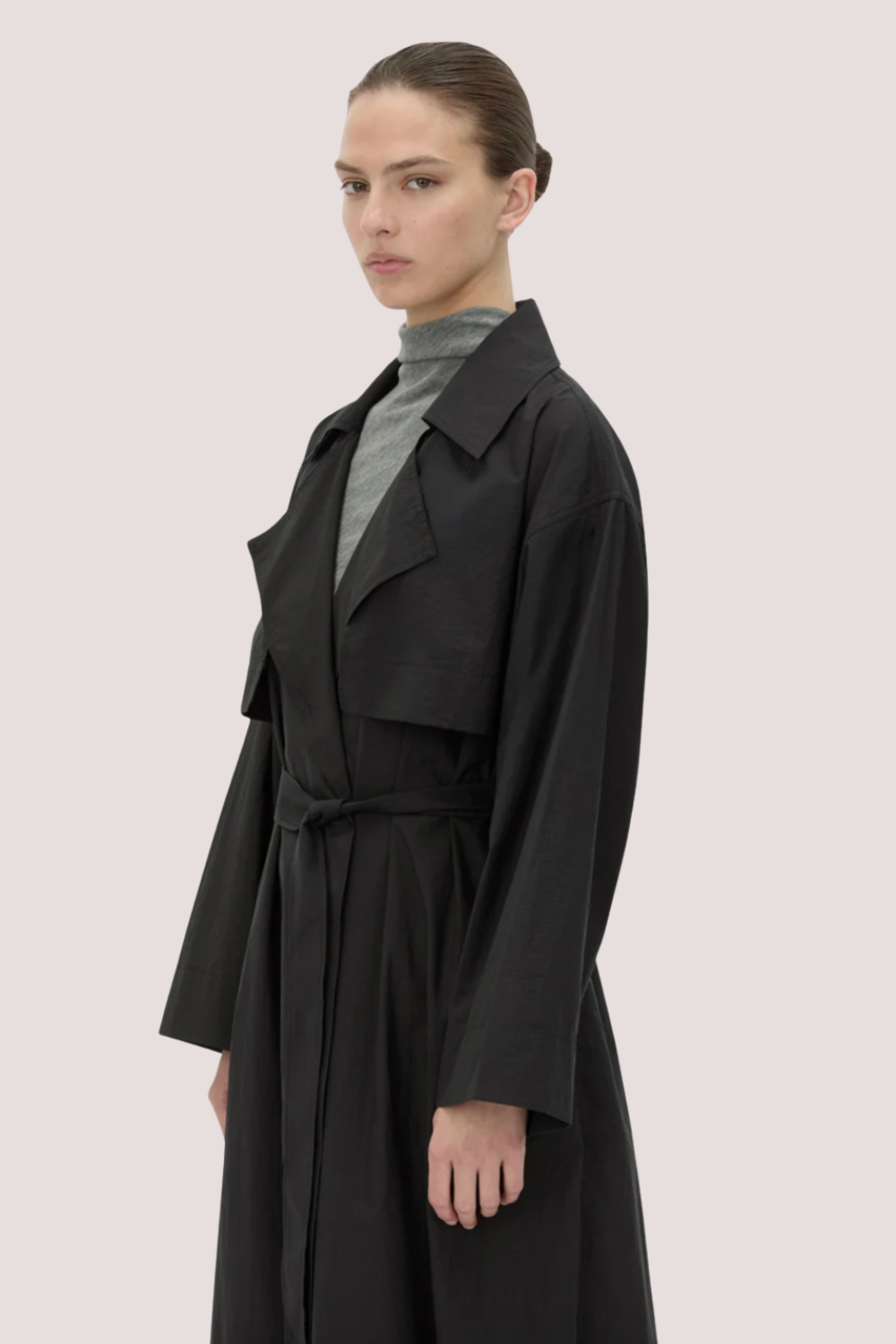 Rhia Sheer Full Length Trench | Black