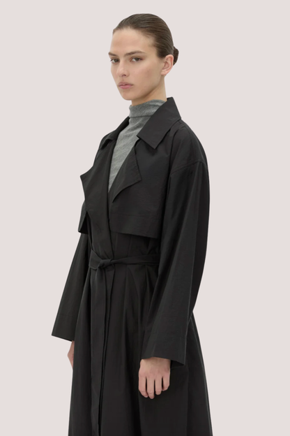 Rhia Sheer Full Length Trench | Black