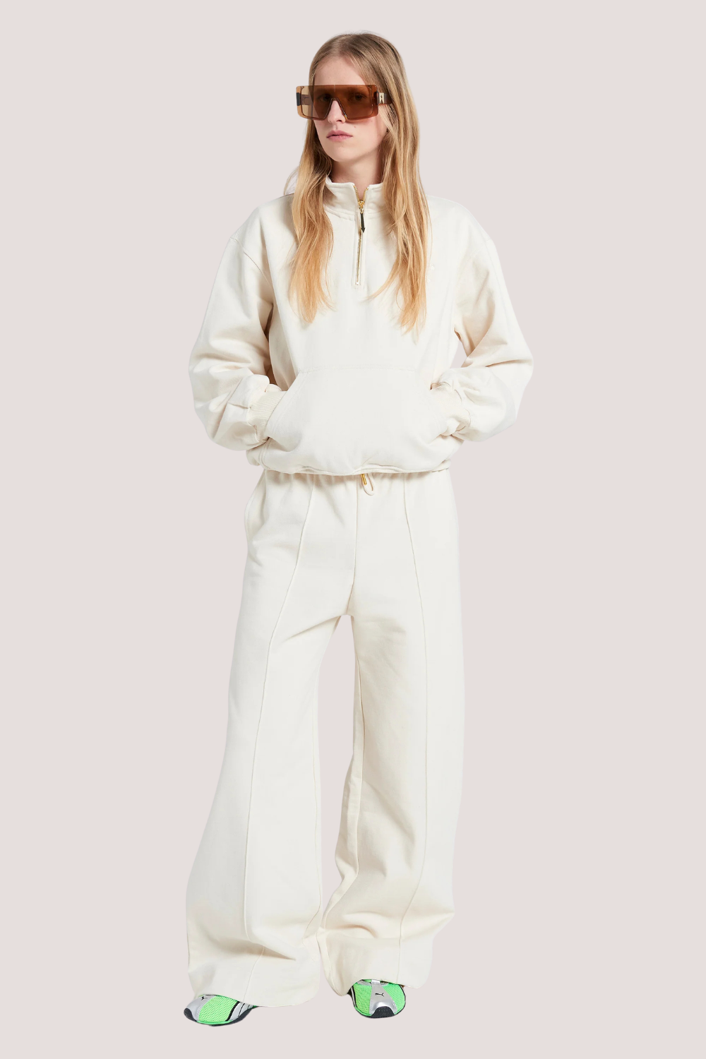 Runaway Scrawl Zip-Up Sweatshirt | Ecru