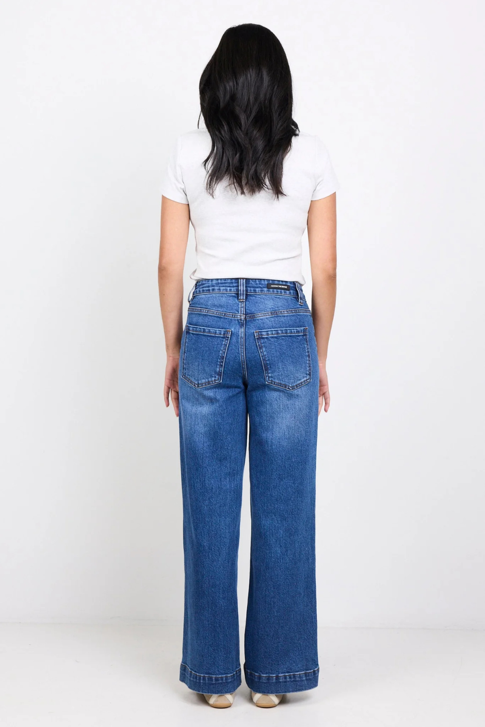 Zoey Marine Blue Petite High Rise Wide Leg Pocket Jean