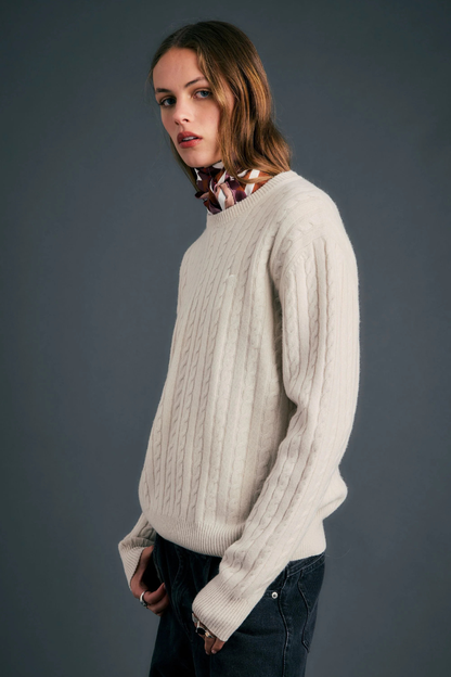 Classic Cable Knit Sweater | Stone