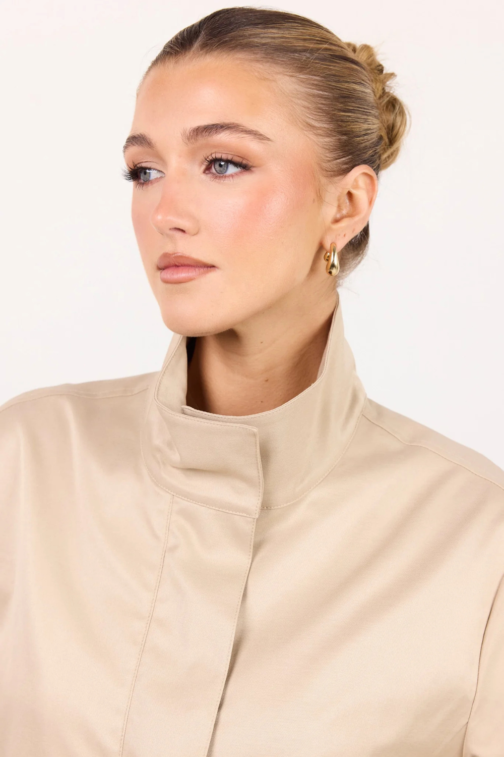 Landscape Taupe Funnel Neck Track Jacket