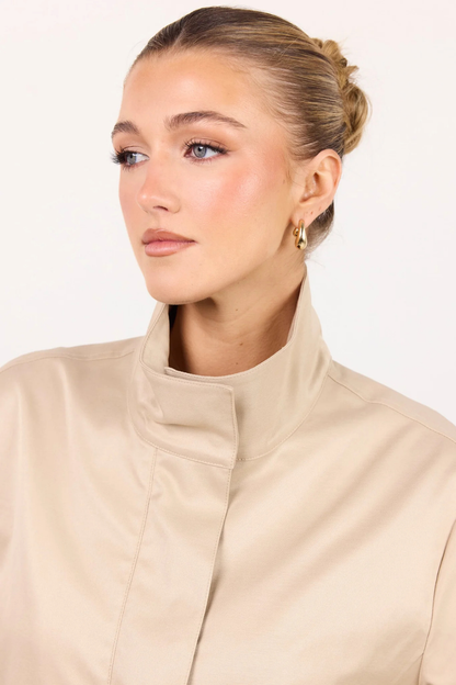 Landscape Taupe Funnel Neck Track Jacket