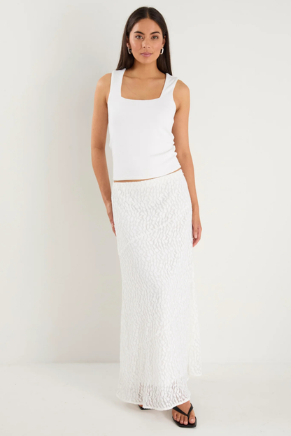 Zeus Ivory Lace Bias Maxi Skirt