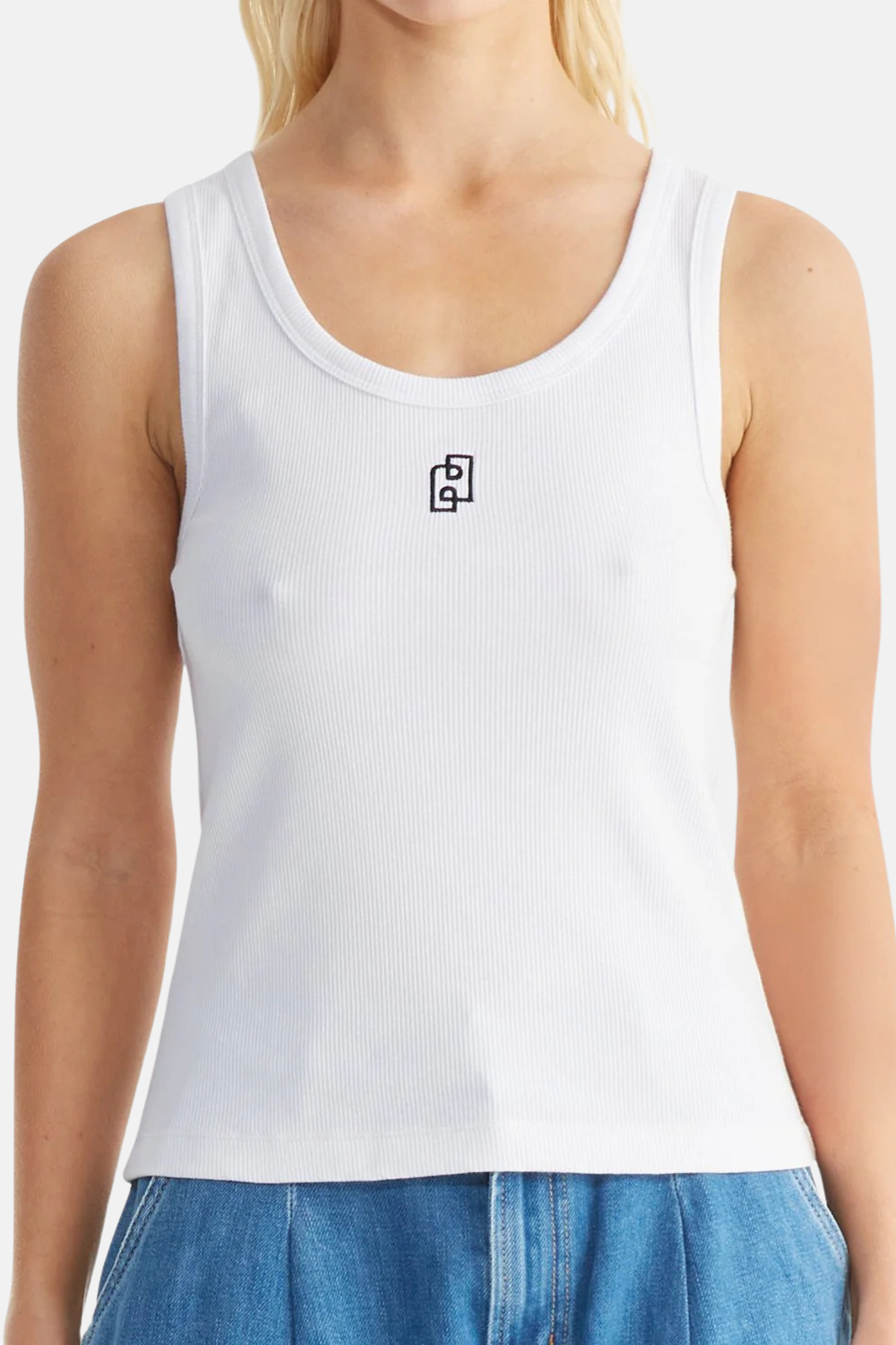 Kendall Monogram Tank | White