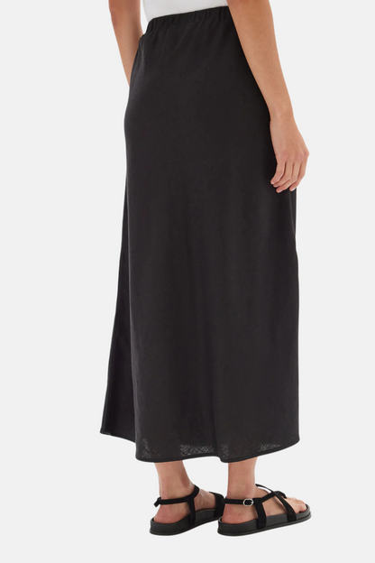 Stella Linen Bias Skirt | Black