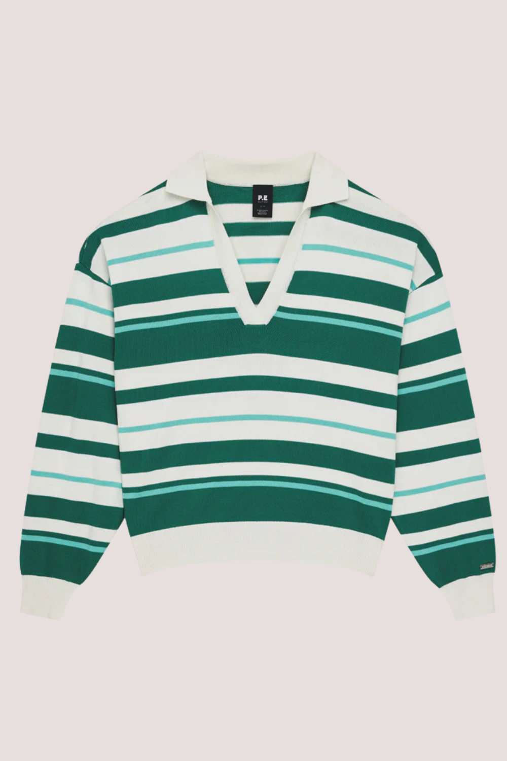 Retreat Stripe Collar Knit | College Green Stripe