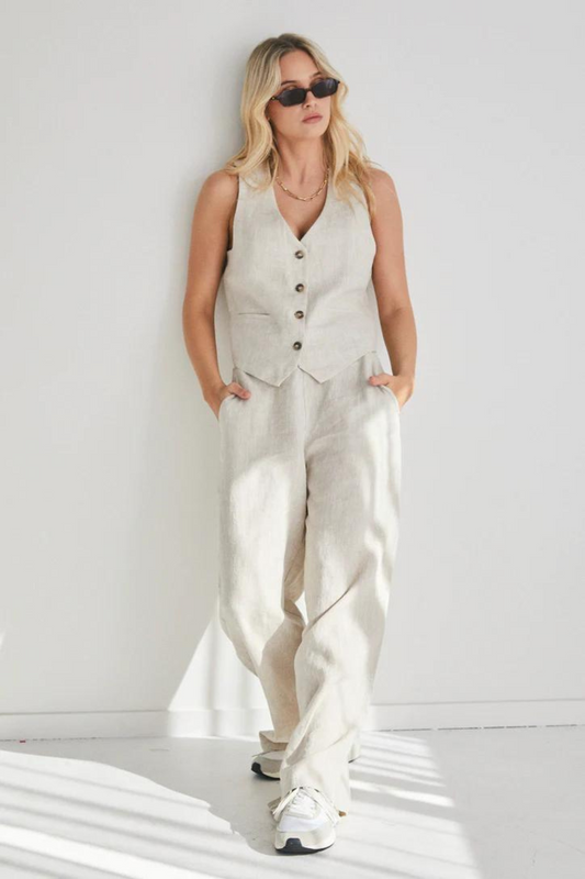 Virgo Linen Vest | Natural