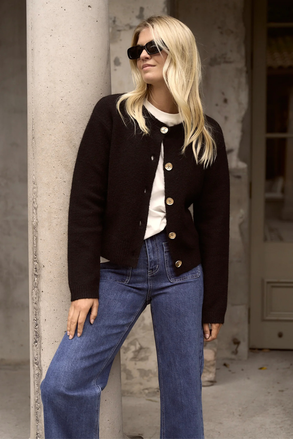 Imprint Black Soft Knit Crewneck Cardigan
