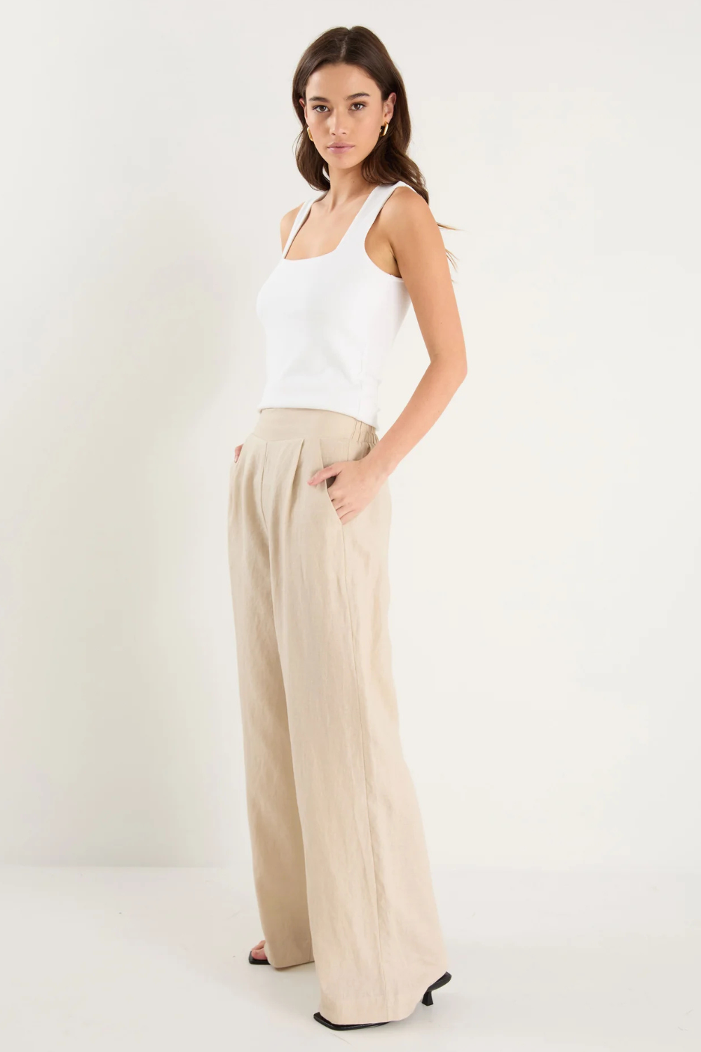 Guardian Stone Linen Pull On Wide Leg Pants