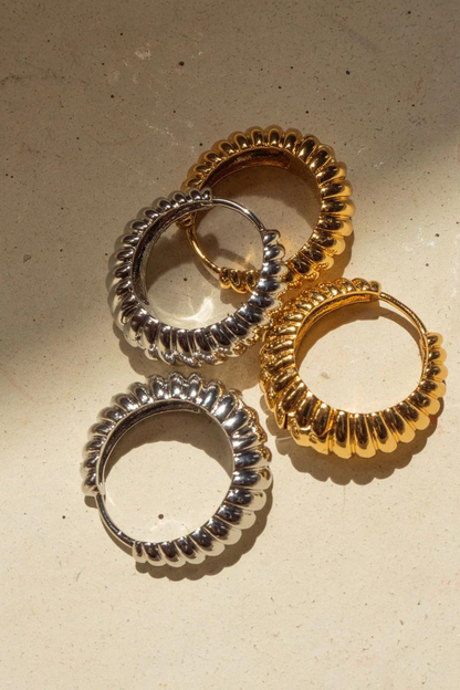 Ridged Marabella Hoops | Silver