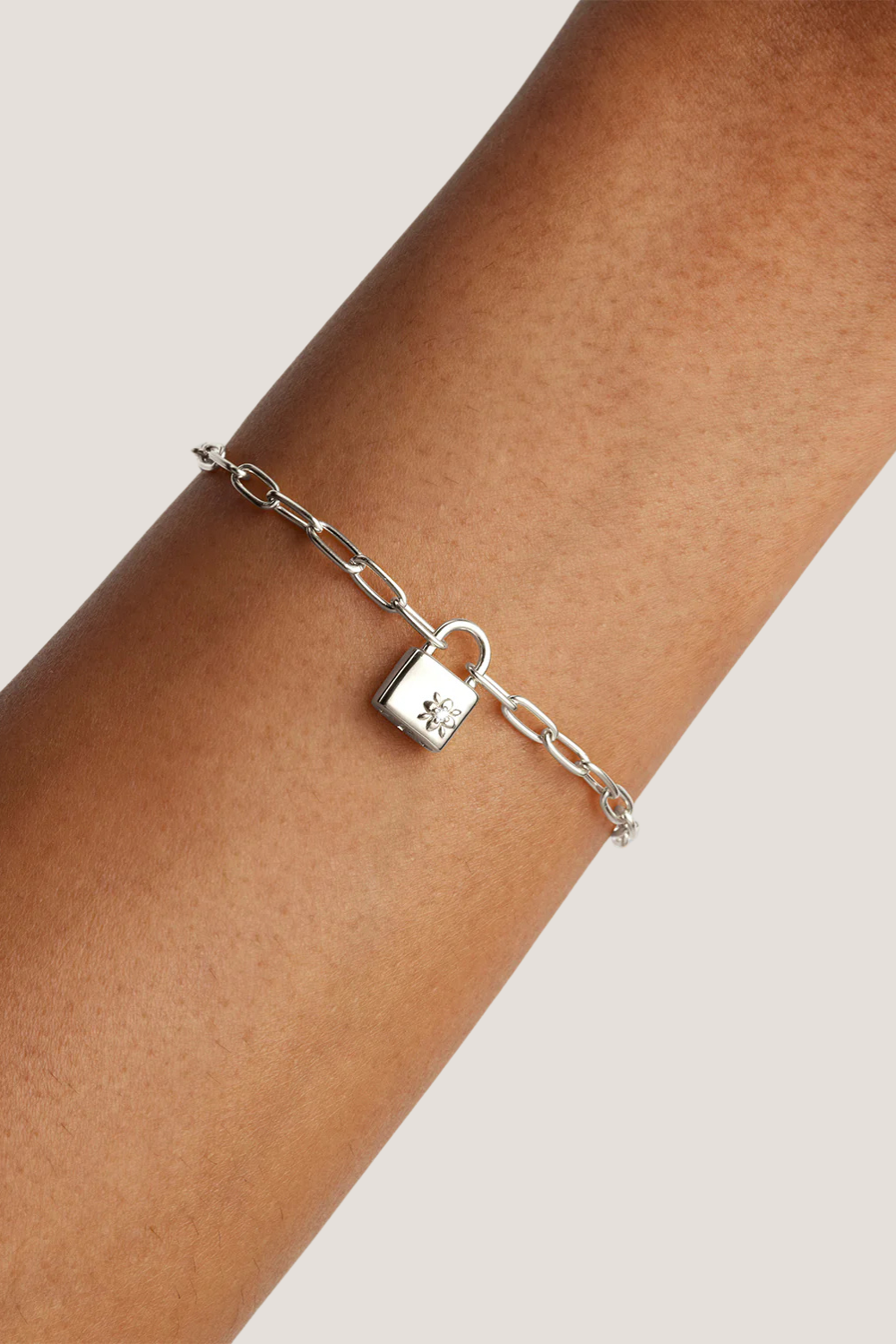 Sterling Silver Promise of Us Lotus Padlock Bracelet
