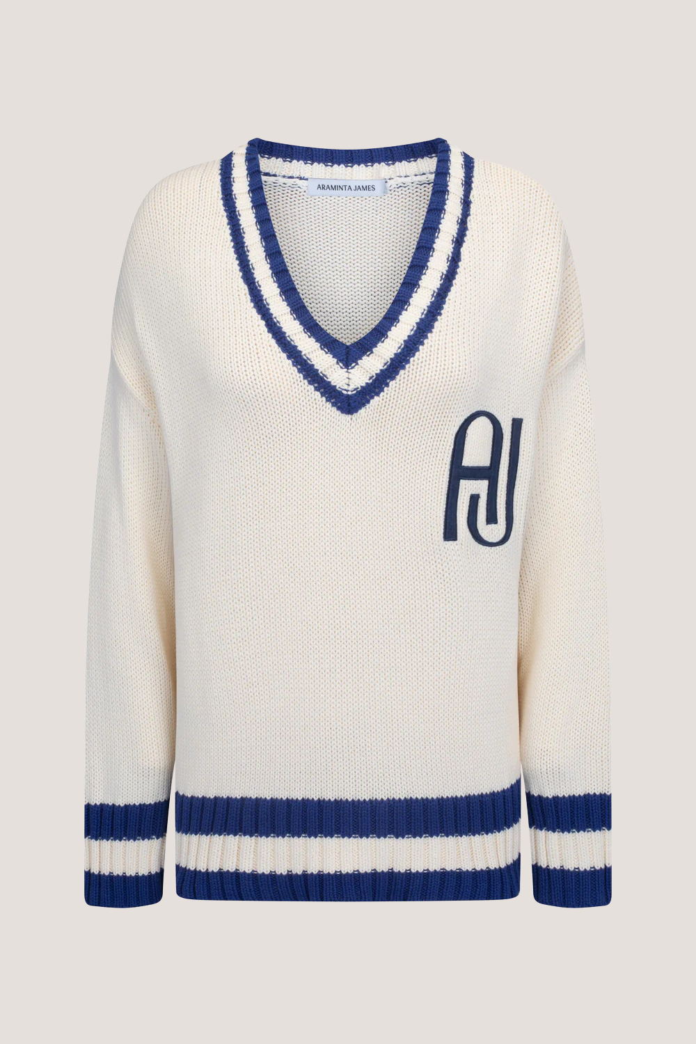 AJ V-Neck Knit Sweater Coconut