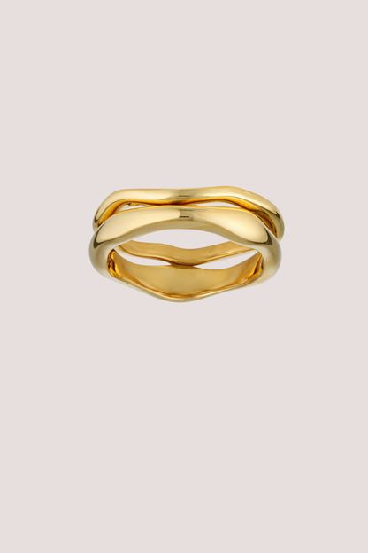 Wave Ring Set | Gold