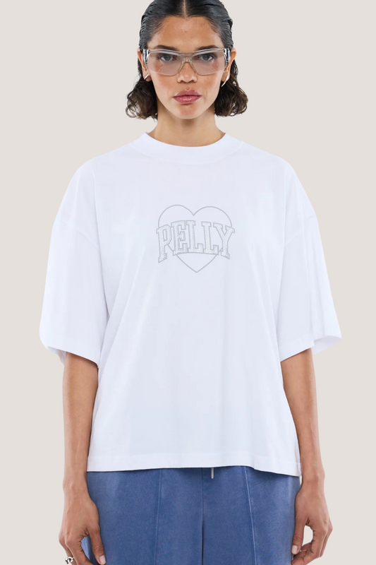 Rhinestone Logo Tee | White