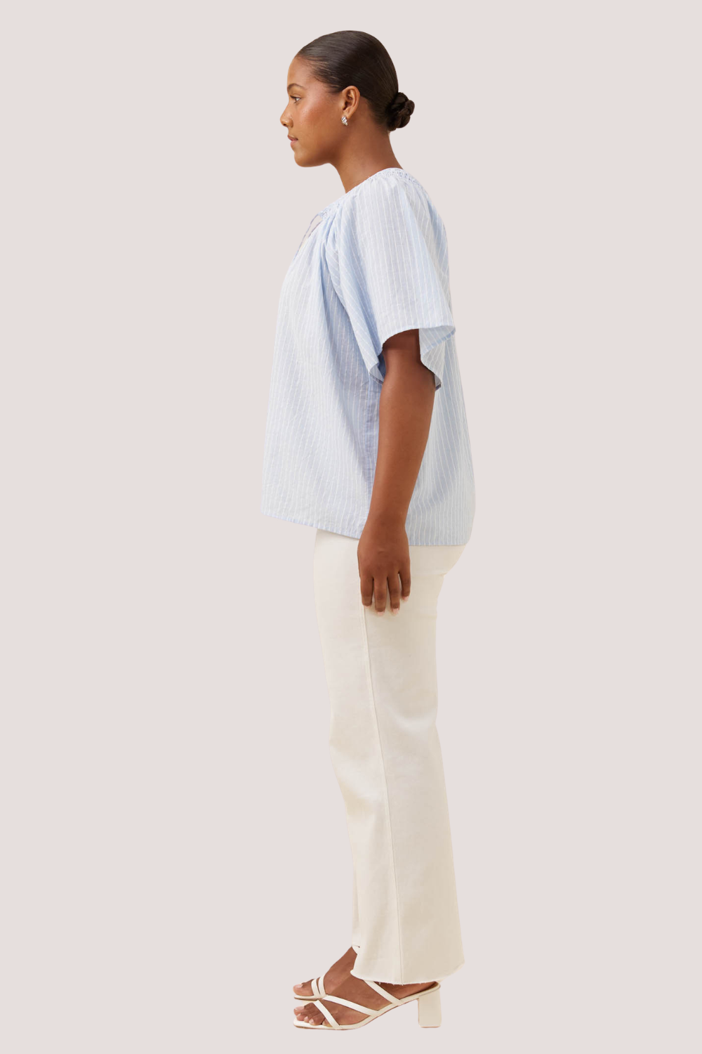 Lyndell Shirred Top | Light Blue