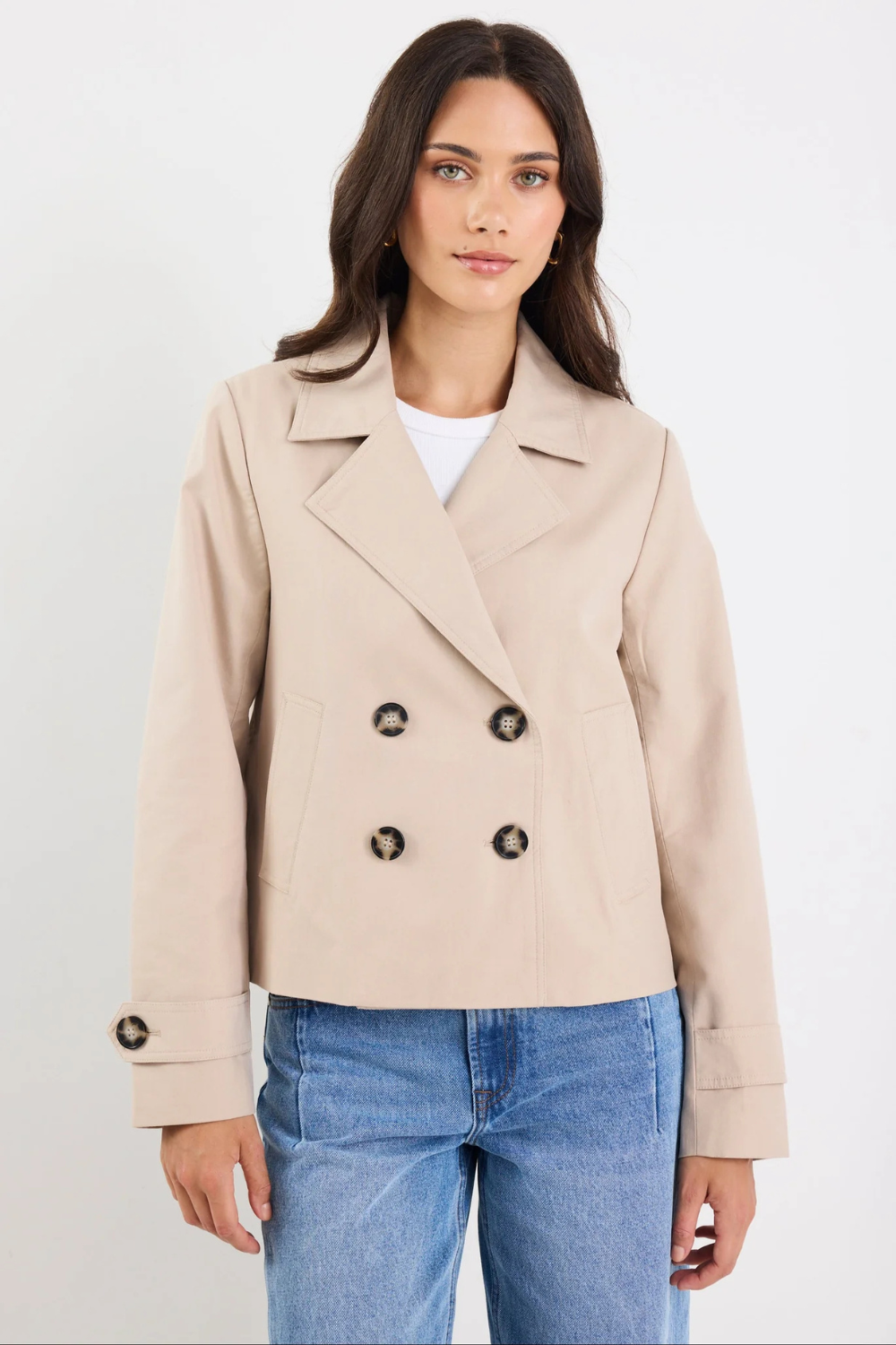Pathway Taupe Cropped Trench Jacket