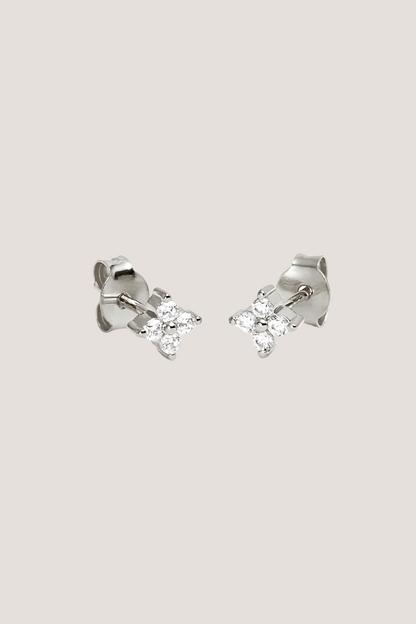 Sterling Silver Crystal Bloom Stud Earrings