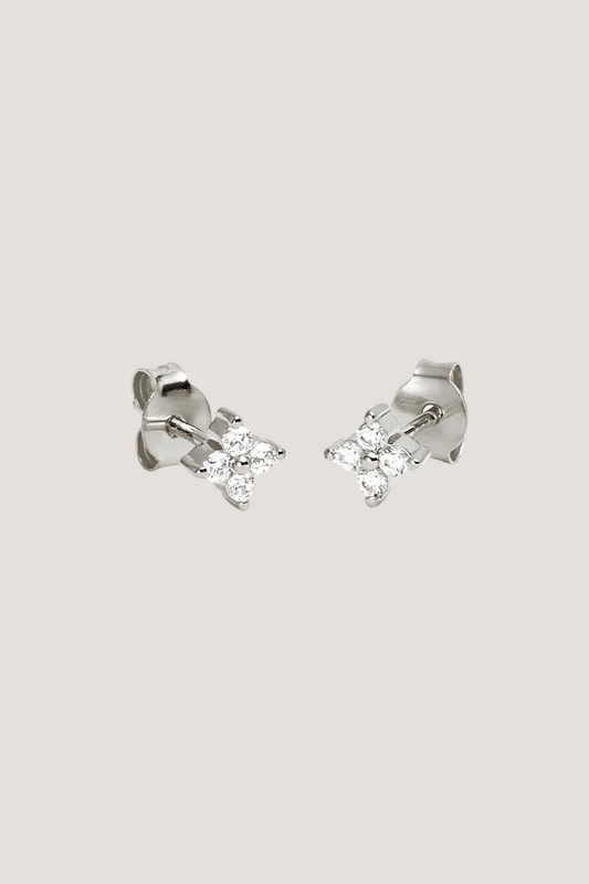 Sterling Silver Crystal Bloom Stud Earrings