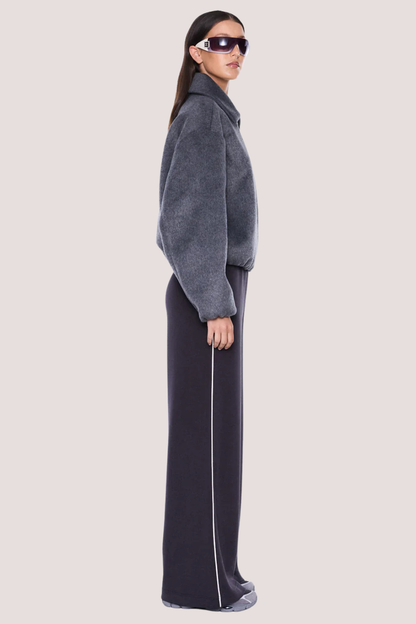 Maeve Wool Blend Bomber | Grey