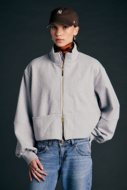 Runaway Zip Front Sweatshirt | Grey Marle