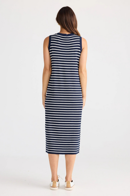 Squad Dress | Navy w White Stripe