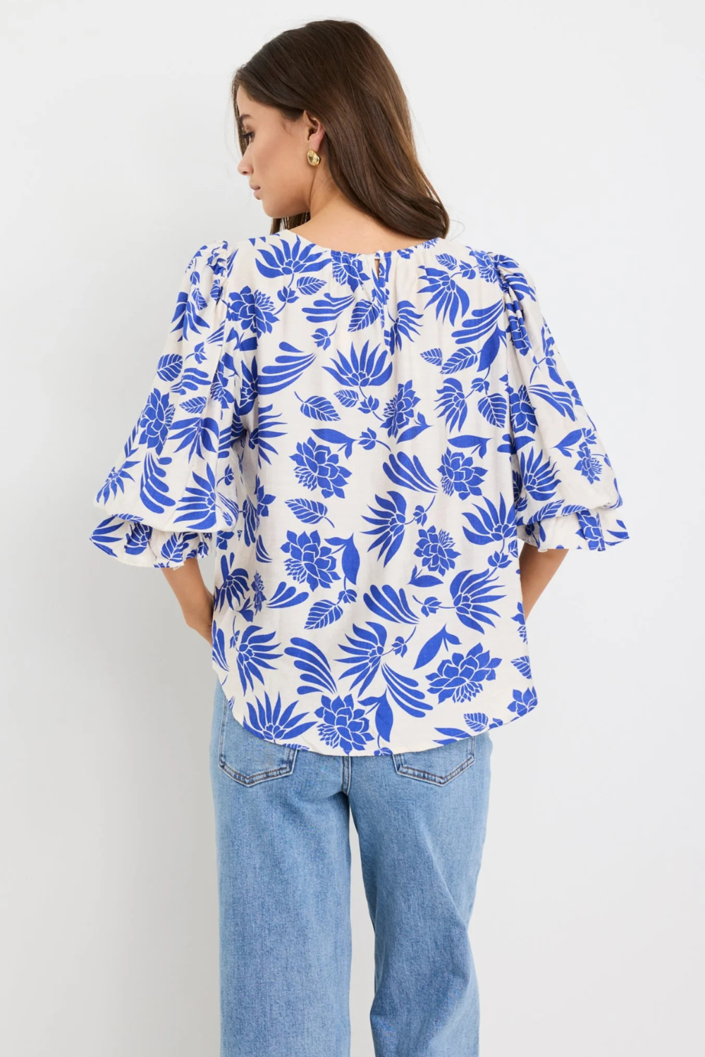 Justify Blue Lotus SS Blouson Sleeve Top