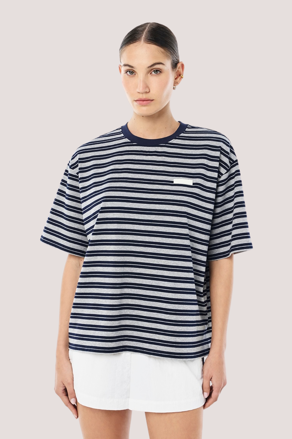 Oversized Spark Tee | Dark Navy Stripe