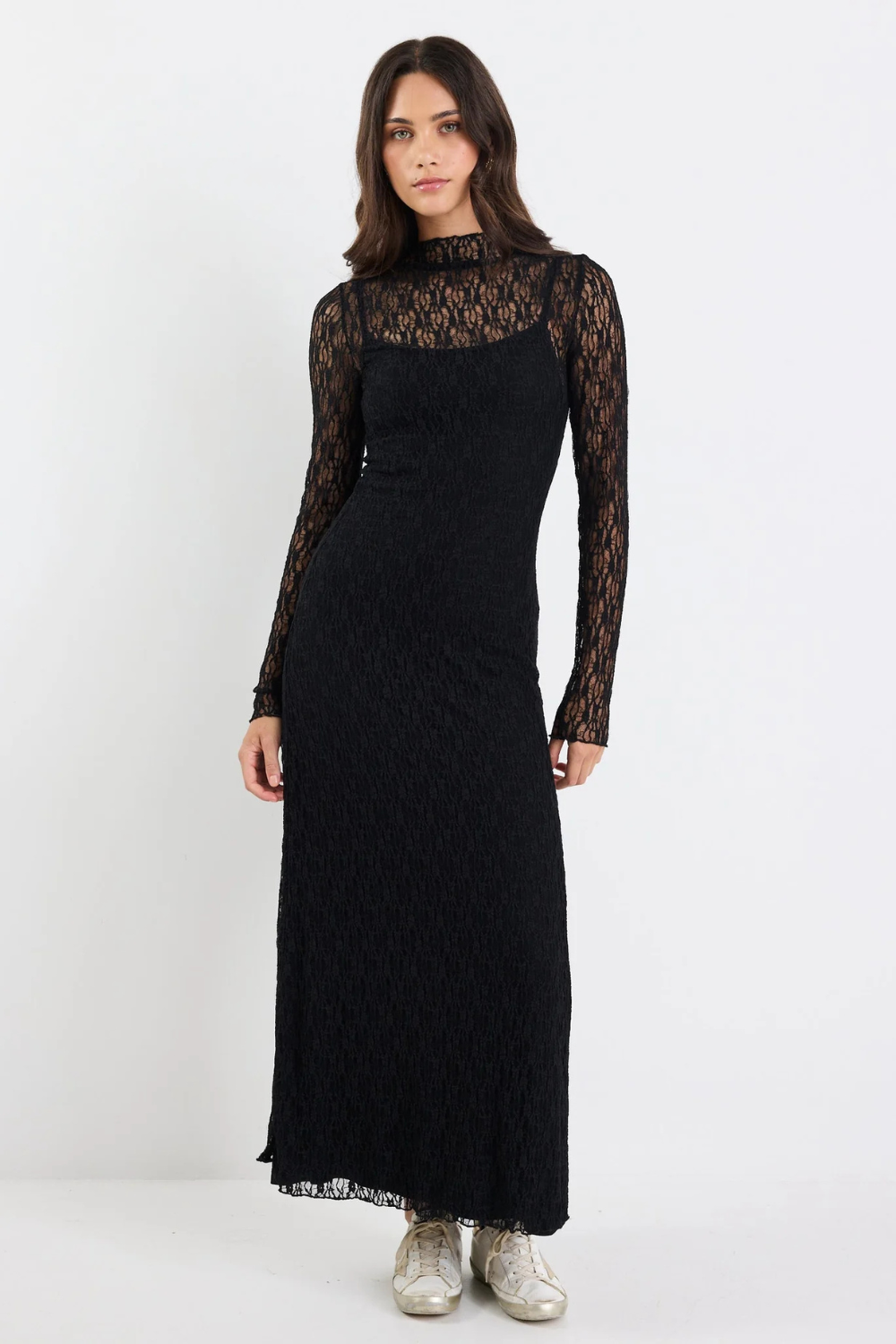 Keepsake Black Lace Long Sleeve Maxi Dress
