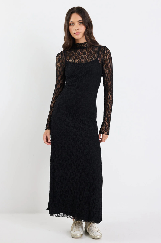 Keepsake Black Lace Long Sleeve Maxi Dress