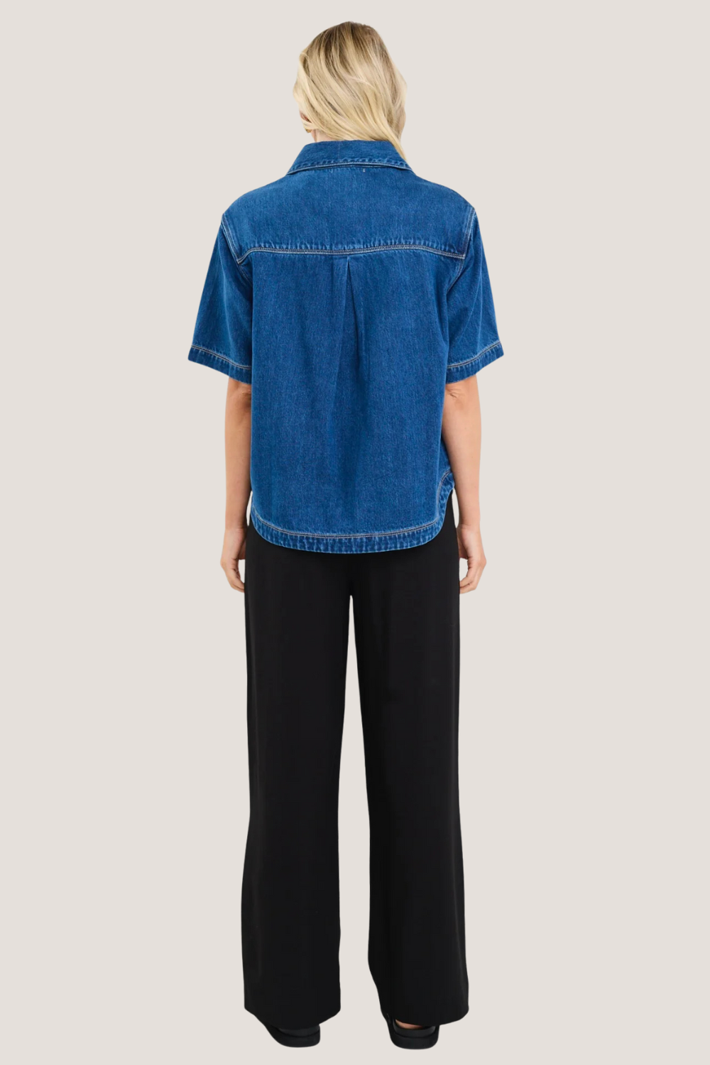 Crucial Storm Blue Denim Short Sleeve Shacket