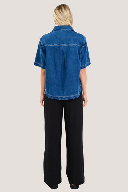 Crucial Storm Blue Denim Short Sleeve Shacket