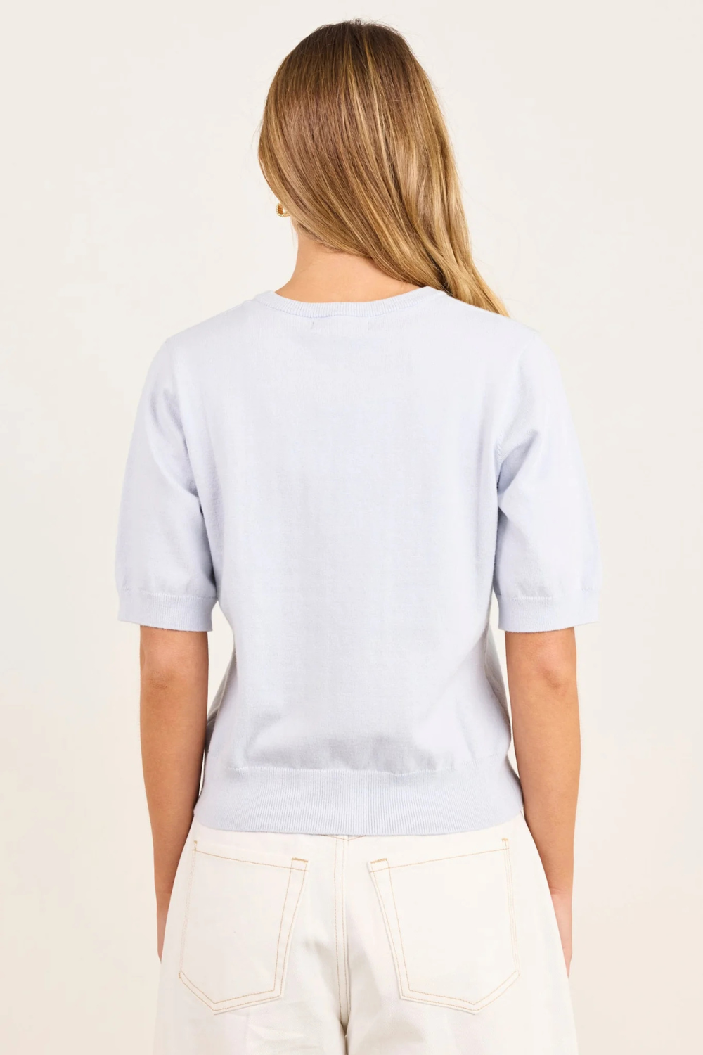 Edition Ice Blue Crewneck Cashmere Blend Knit Tee