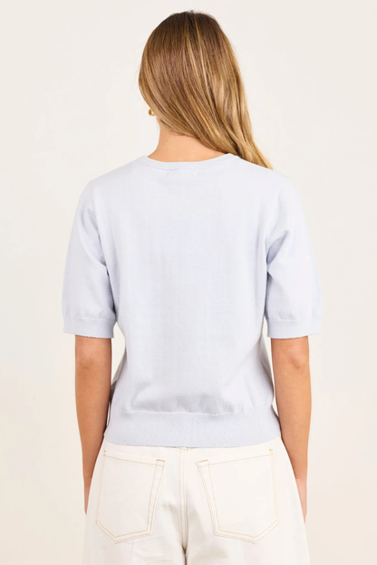 Edition Ice Blue Crewneck Cashmere Blend Knit Tee