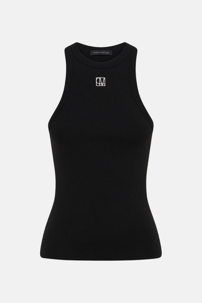 Nora Rib Tank | Black/Off White