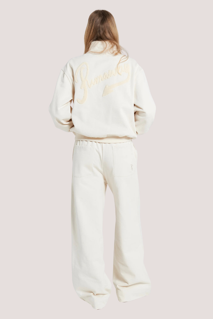 Pin Tuck Track Pants | Ecru
