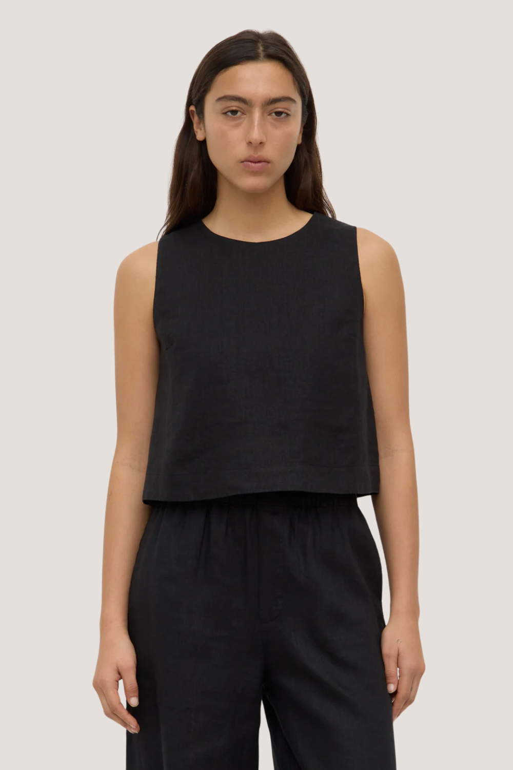 Estelle Linen Top | Black