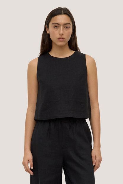 Estelle Linen Top | Black