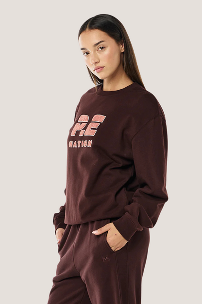 Heads Up Boucle Sweat | Mahogany