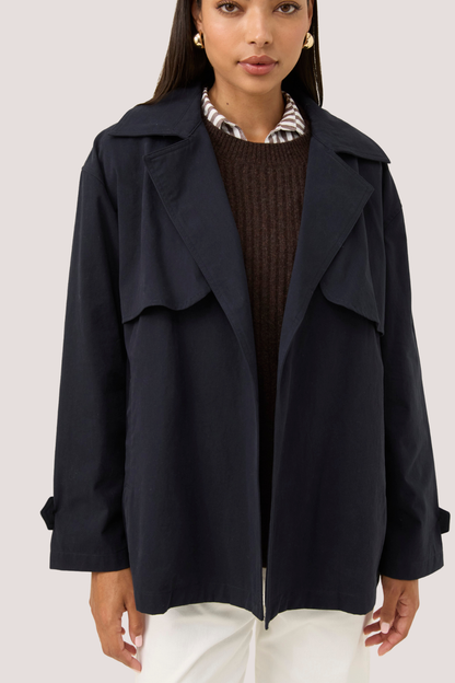 Farida Cropped Trench | Navy