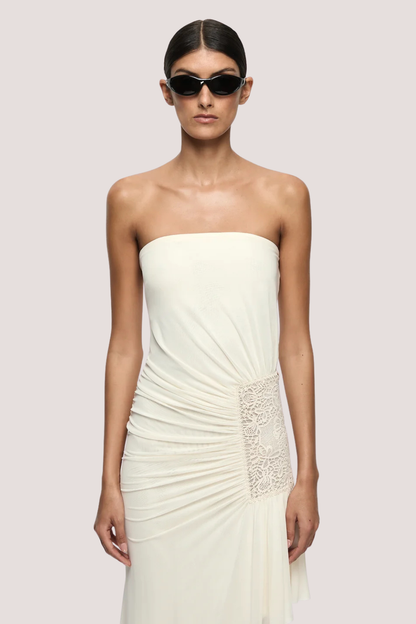 Winslow Strapless Asym Dress | Buttercream