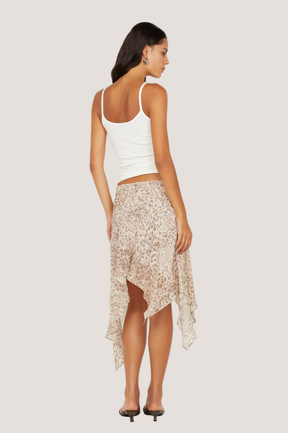 Feline Asym Skirt | Faded Leopard